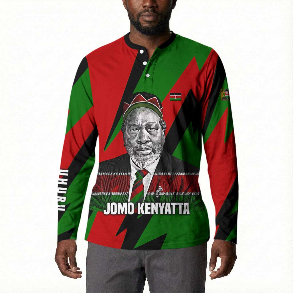 Jomo Kenyatta Button Sweatshirt Patriotic Colors Design and Father of the Kenyan Nation Tribute