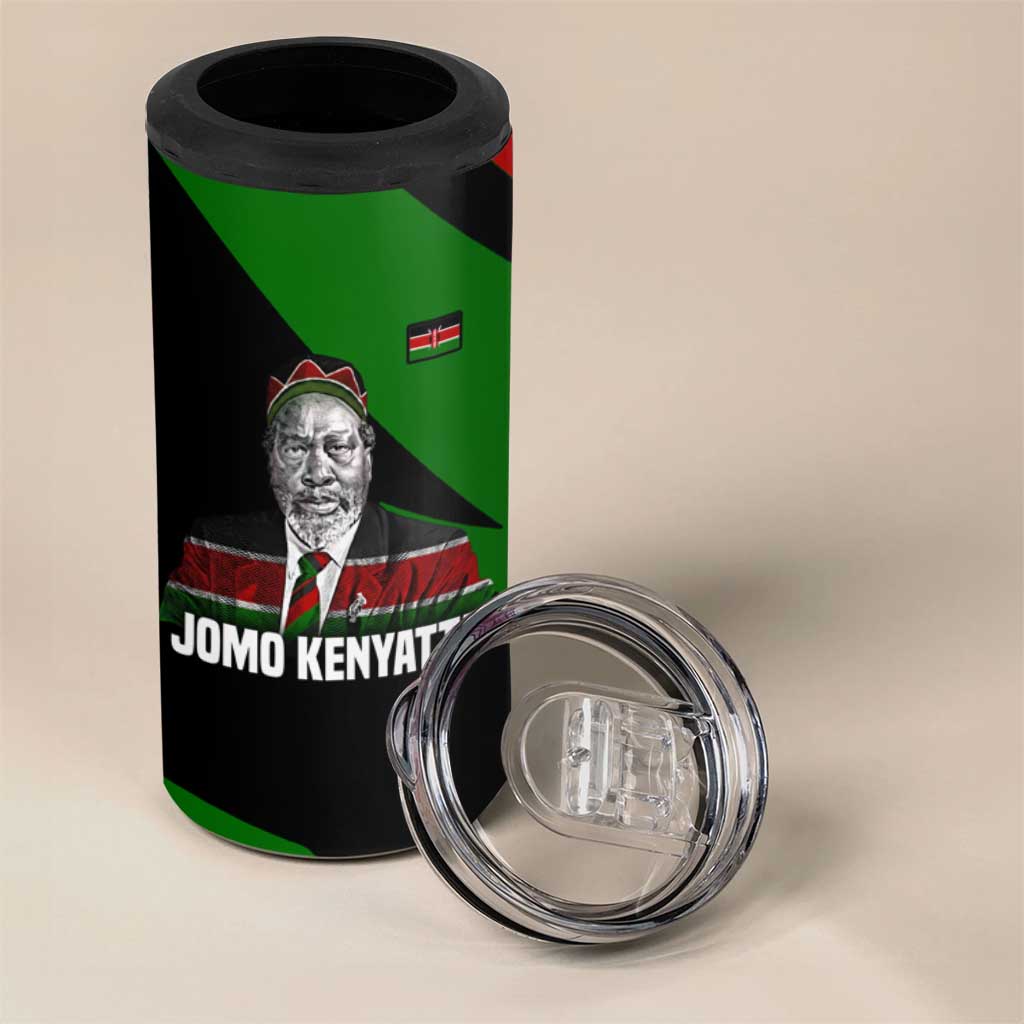 Jomo Kenyatta 4 in 1 Can Cooler Tumbler Patriotic Colors Design and Father of the Kenyan Nation Tribute - Wonder Print Shop