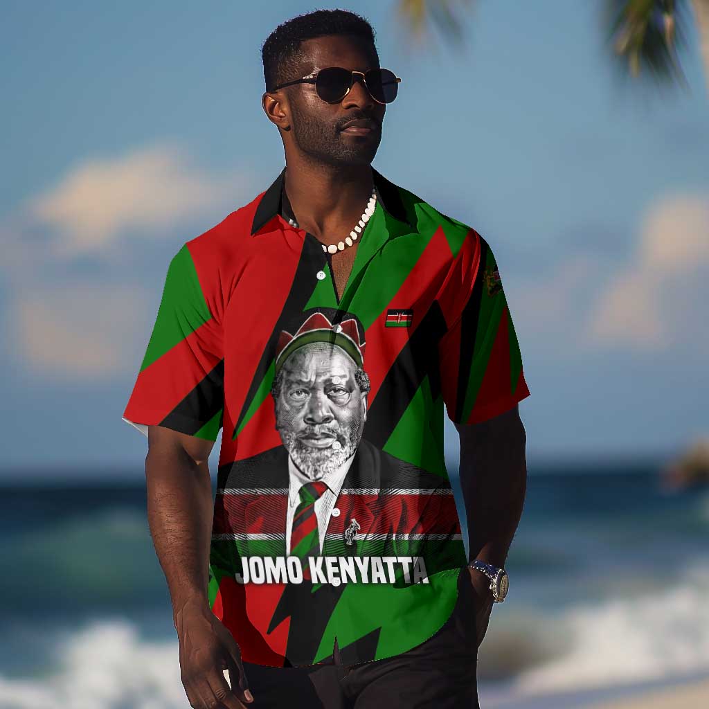 Jomo Kenyatta Hawaiian Shirt Patriotic Colors Design and Father of the Kenyan Nation Tribute - Wonder Print Shop