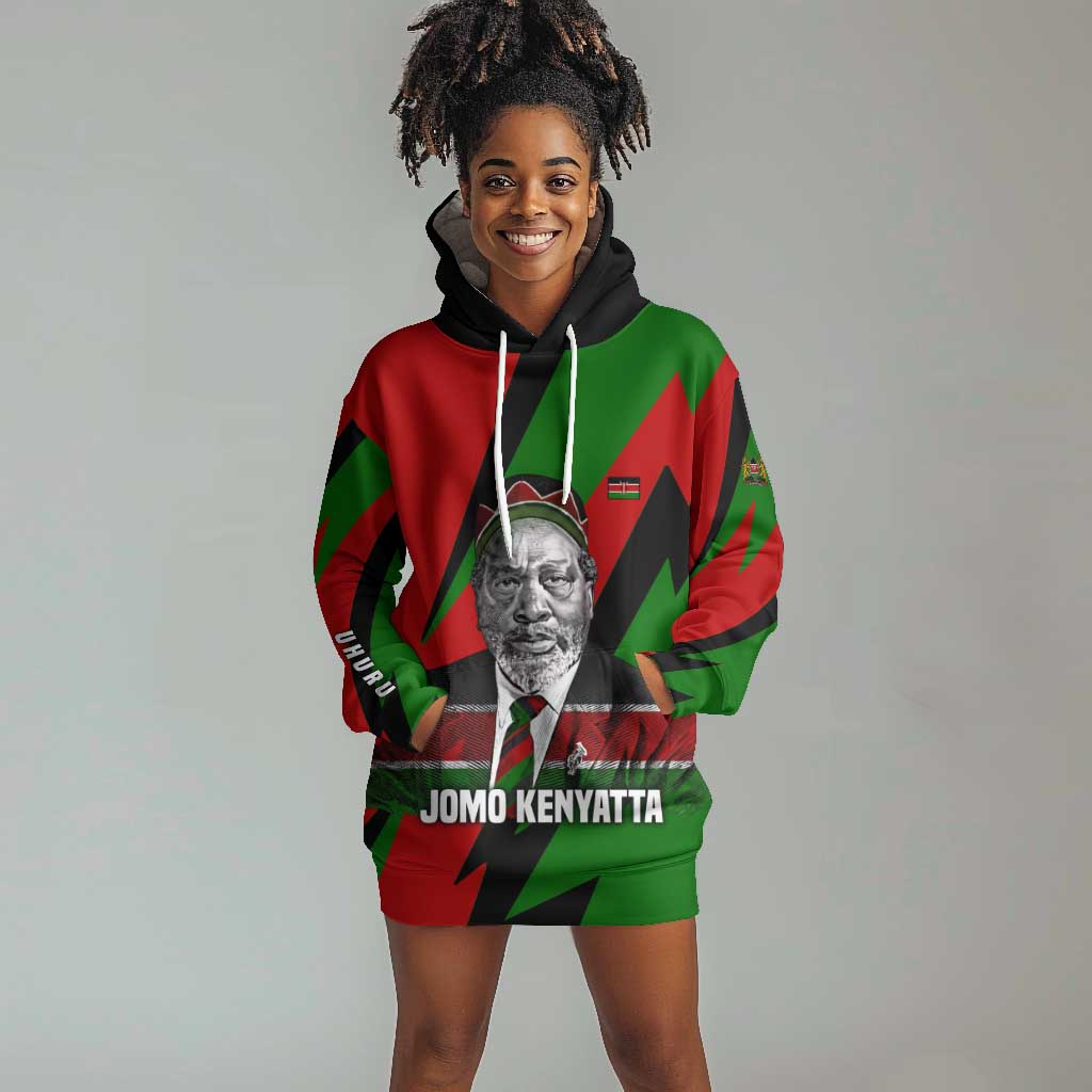 Jomo Kenyatta Hoodie Dress Patriotic Colors Design and Father of the Kenyan Nation Tribute - Wonder Print Shop