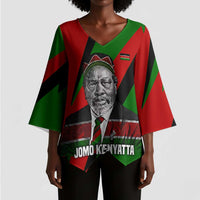 Jomo Kenyatta Kimono Sleeve Blouse Patriotic Colors Design and Father of the Kenyan Nation Tribute - Wonder Print Shop