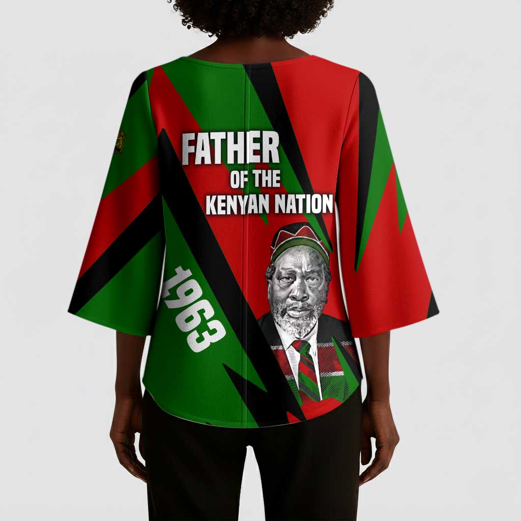 Jomo Kenyatta Kimono Sleeve Blouse Patriotic Colors Design and Father of the Kenyan Nation Tribute - Wonder Print Shop