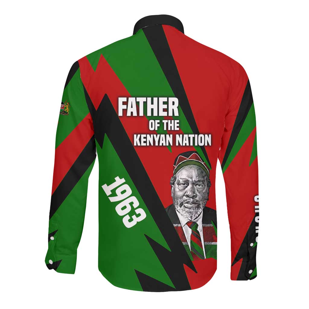 Jomo Kenyatta Long Sleeve Button Shirt Patriotic Colors Design and Father of the Kenyan Nation Tribute - Wonder Print Shop