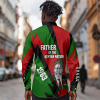 Jomo Kenyatta Long Sleeve Button Shirt Patriotic Colors Design and Father of the Kenyan Nation Tribute - Wonder Print Shop