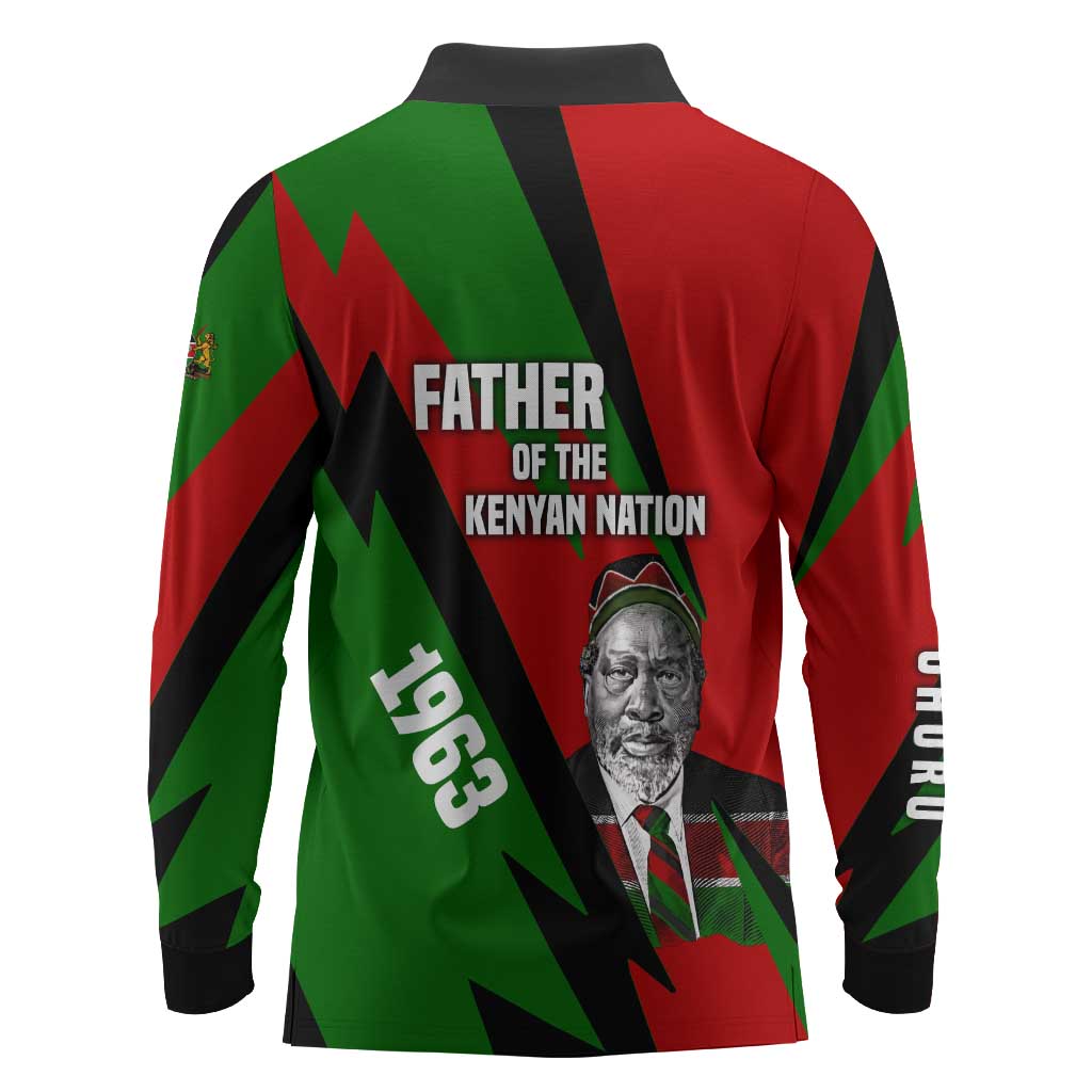 Jomo Kenyatta Long Sleeve Polo Shirt Patriotic Colors Design and Father of the Kenyan Nation Tribute - Wonder Print Shop