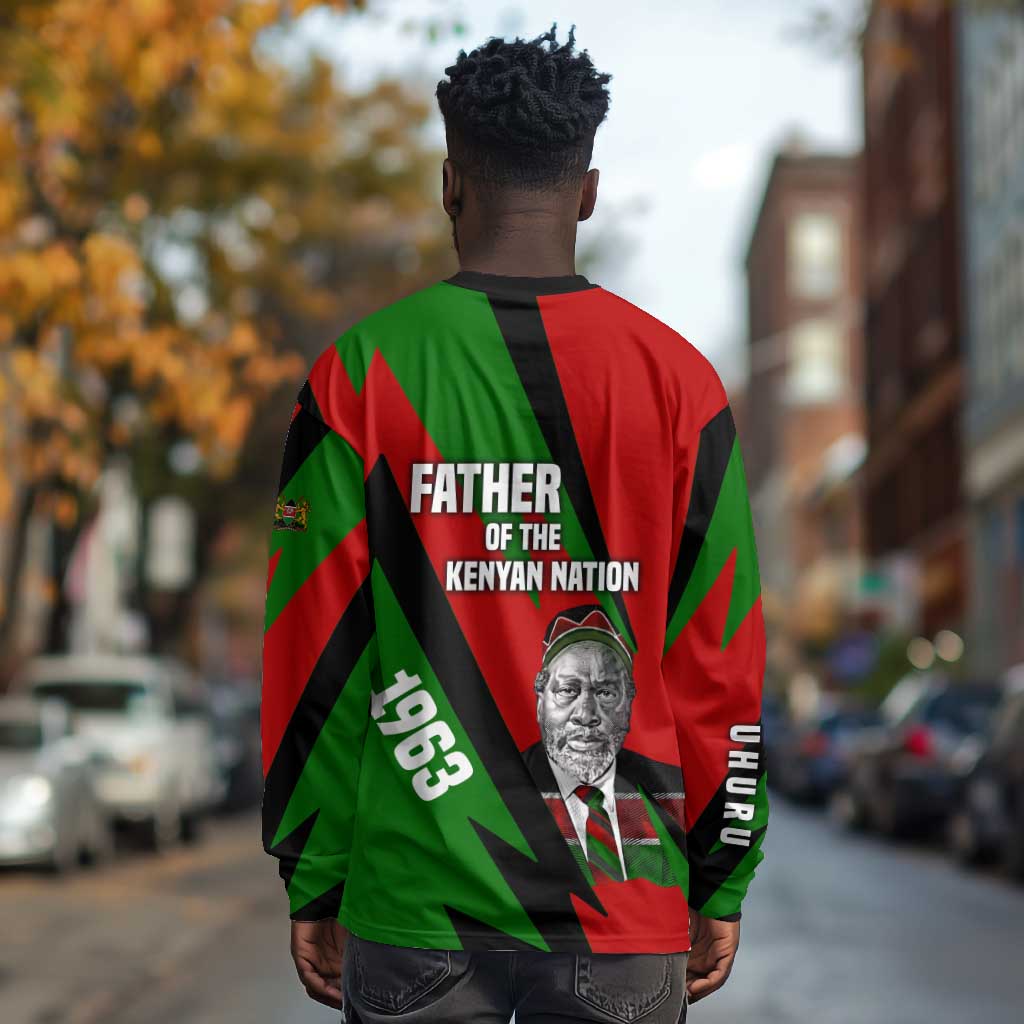 Jomo Kenyatta Long Sleeve Shirt Patriotic Colors Design and Father of the Kenyan Nation Tribute - Wonder Print Shop