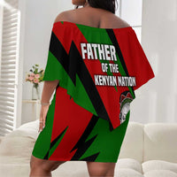 Jomo Kenyatta Off Shoulder Short Dress Patriotic Colors Design and Father of the Kenyan Nation Tribute - Wonder Print Shop