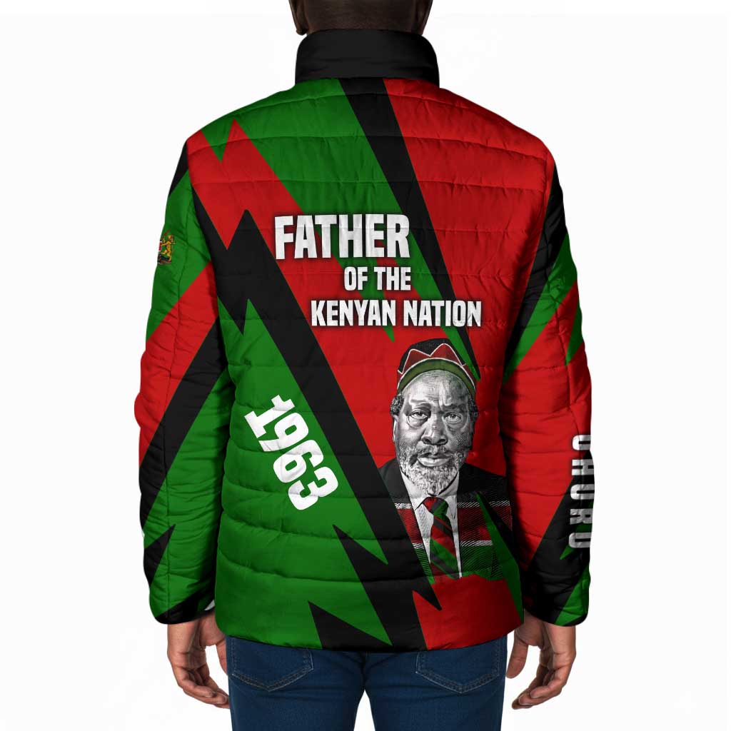 Jomo Kenyatta Padded Jacket Patriotic Colors Design and Father of the Kenyan Nation Tribute - Wonder Print Shop