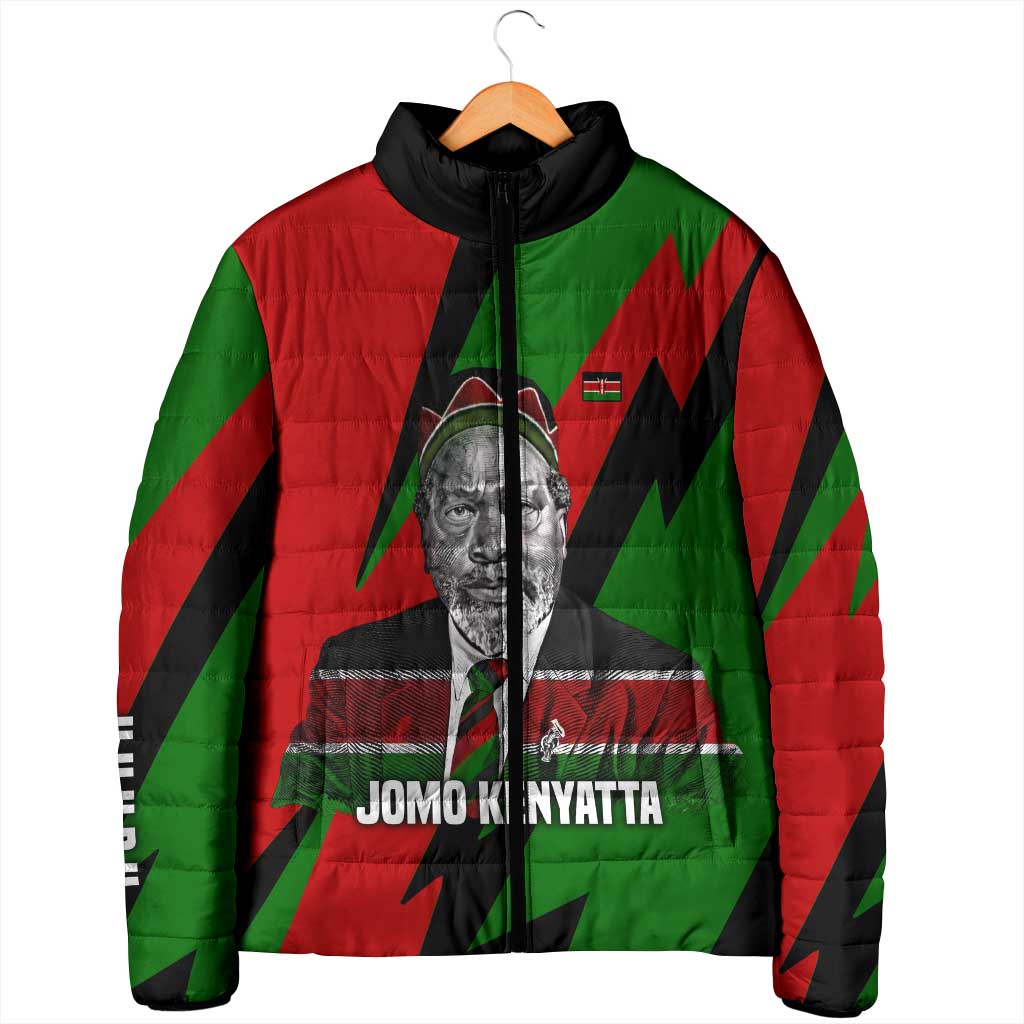 Jomo Kenyatta Padded Jacket Patriotic Colors Design and Father of the Kenyan Nation Tribute - Wonder Print Shop