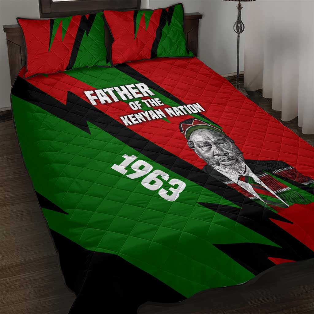 Jomo Kenyatta Quilt Bed Set Patriotic Colors Design and Father of the Kenyan Nation Tribute - Wonder Print Shop