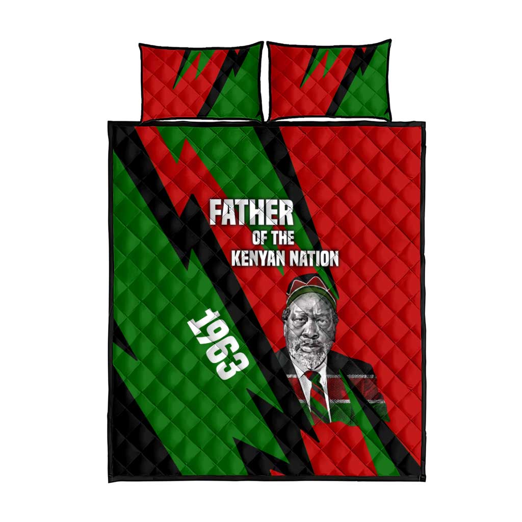 Jomo Kenyatta Quilt Bed Set Patriotic Colors Design and Father of the Kenyan Nation Tribute - Wonder Print Shop