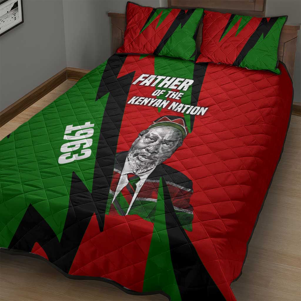 Jomo Kenyatta Quilt Bed Set Patriotic Colors Design and Father of the Kenyan Nation Tribute - Wonder Print Shop