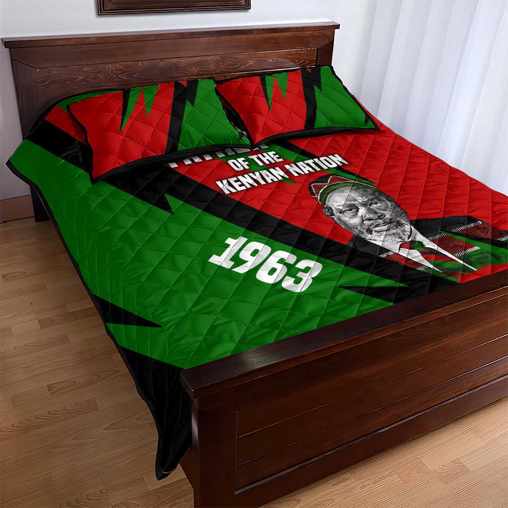 Jomo Kenyatta Quilt Bed Set Patriotic Colors Design and Father of the Kenyan Nation Tribute - Wonder Print Shop