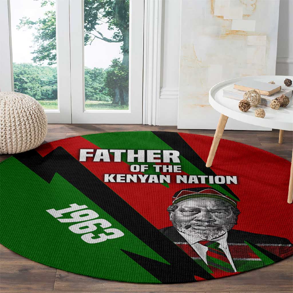 Jomo Kenyatta Round Carpet Patriotic Colors Design and Father of the Kenyan Nation Tribute - Wonder Print Shop