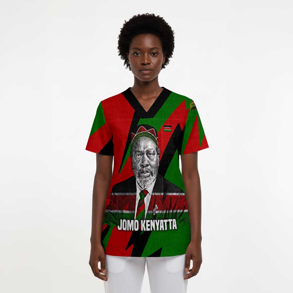 Jomo Kenyatta Scrub Top Patriotic Colors Design and Father of the Kenyan Nation Tribute - Wonder Print Shop
