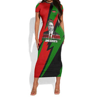 Jomo Kenyatta Short Sleeve Bodycon Dress Patriotic Colors Design and Father of the Kenyan Nation Tribute - Wonder Print Shop
