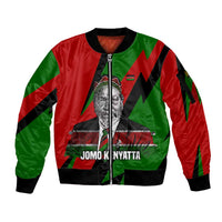 Jomo Kenyatta Sleeve Zip Bomber Jacket Patriotic Colors Design and Father of the Kenyan Nation Tribute - Wonder Print Shop