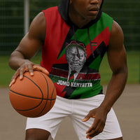 Jomo Kenyatta Sleeveless Hoodie Patriotic Colors Design and Father of the Kenyan Nation Tribute - Wonder Print Shop