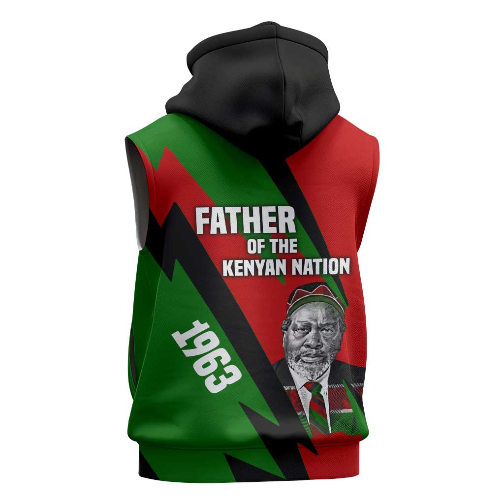 Jomo Kenyatta Sleeveless Zip Hoodie Patriotic Colors Design and Father of the Kenyan Nation Tribute - Wonder Print Shop
