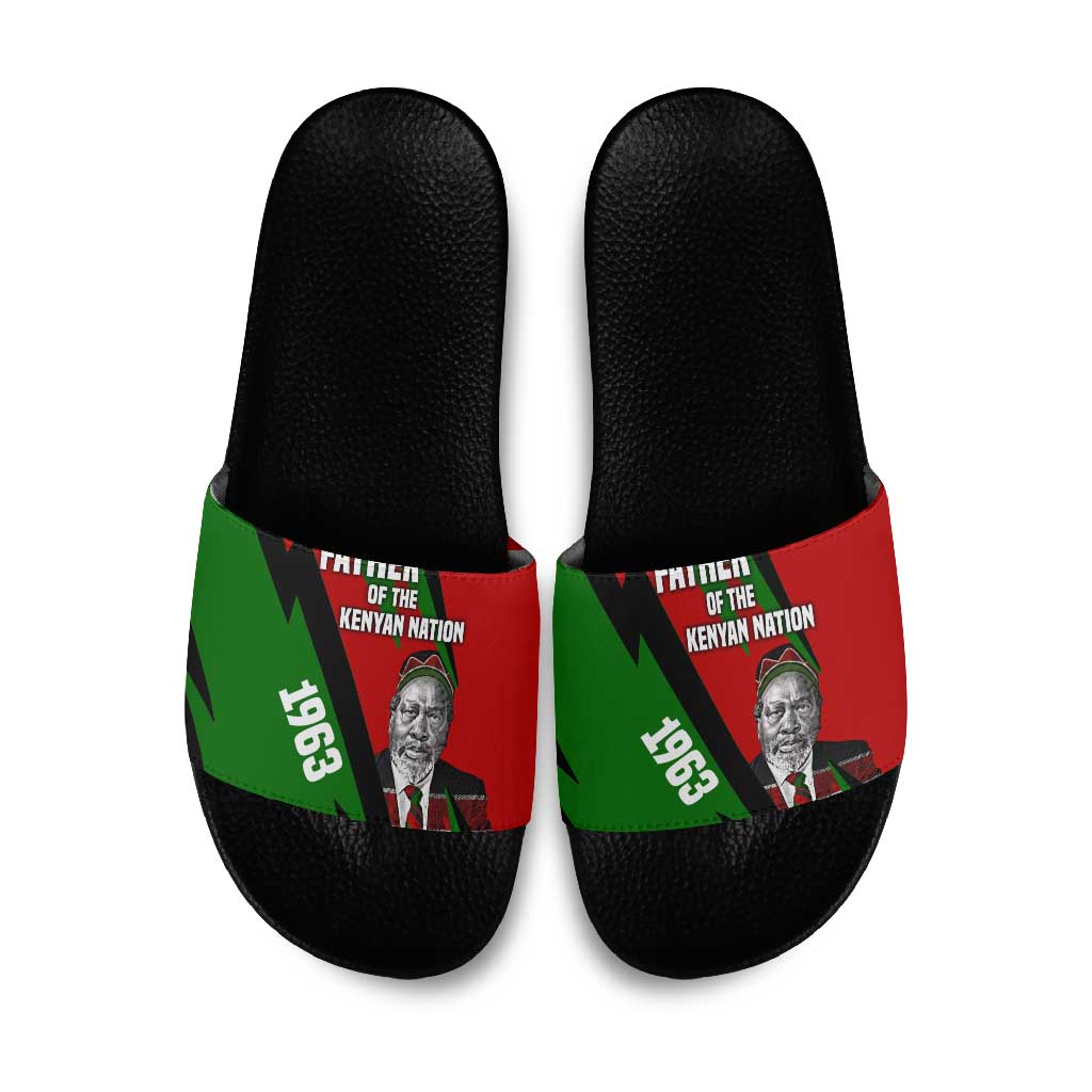 Jomo Kenyatta Slide Sandals Patriotic Colors Design and Father of the Kenyan Nation Tribute - Wonder Print Shop