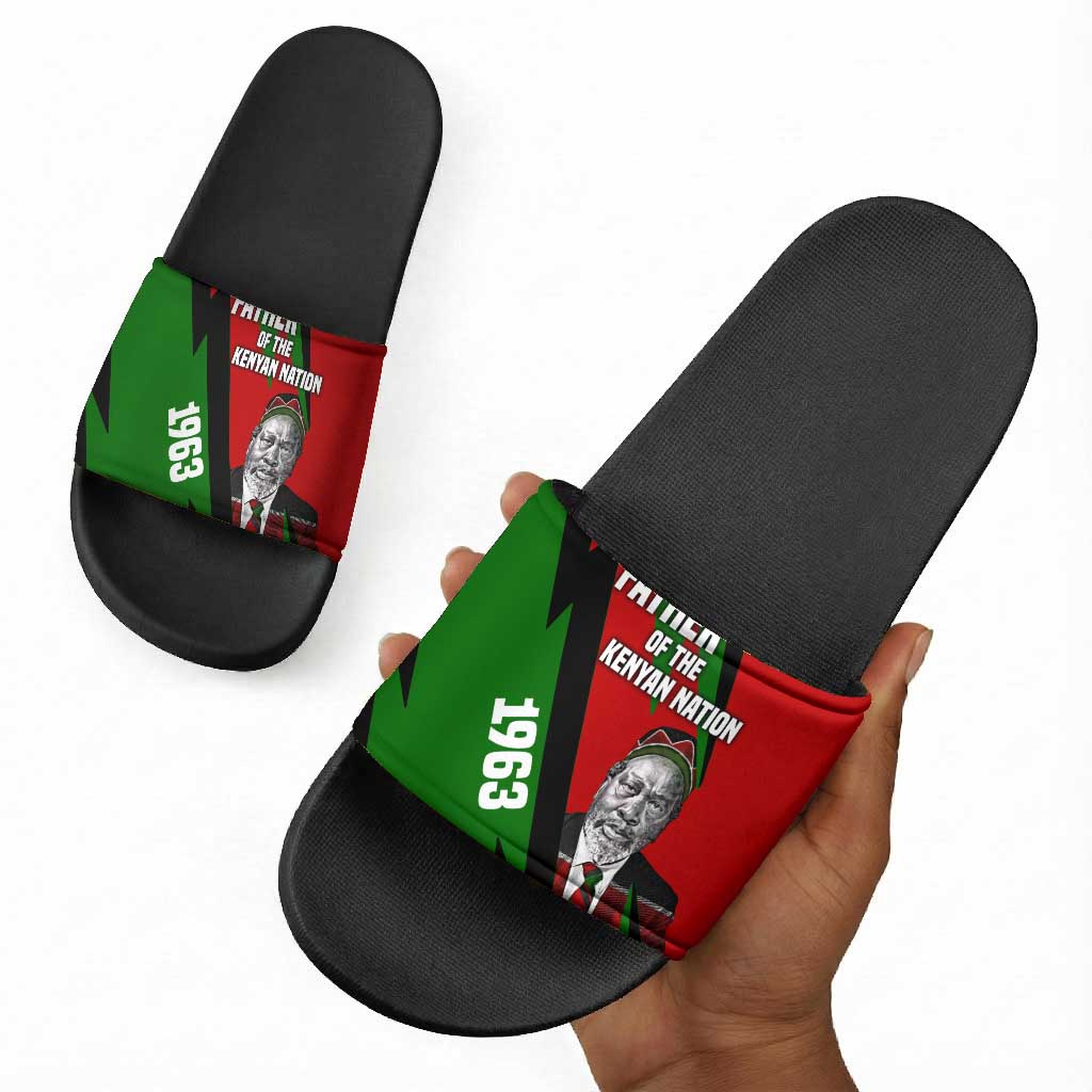 Jomo Kenyatta Slide Sandals Patriotic Colors Design and Father of the Kenyan Nation Tribute - Wonder Print Shop