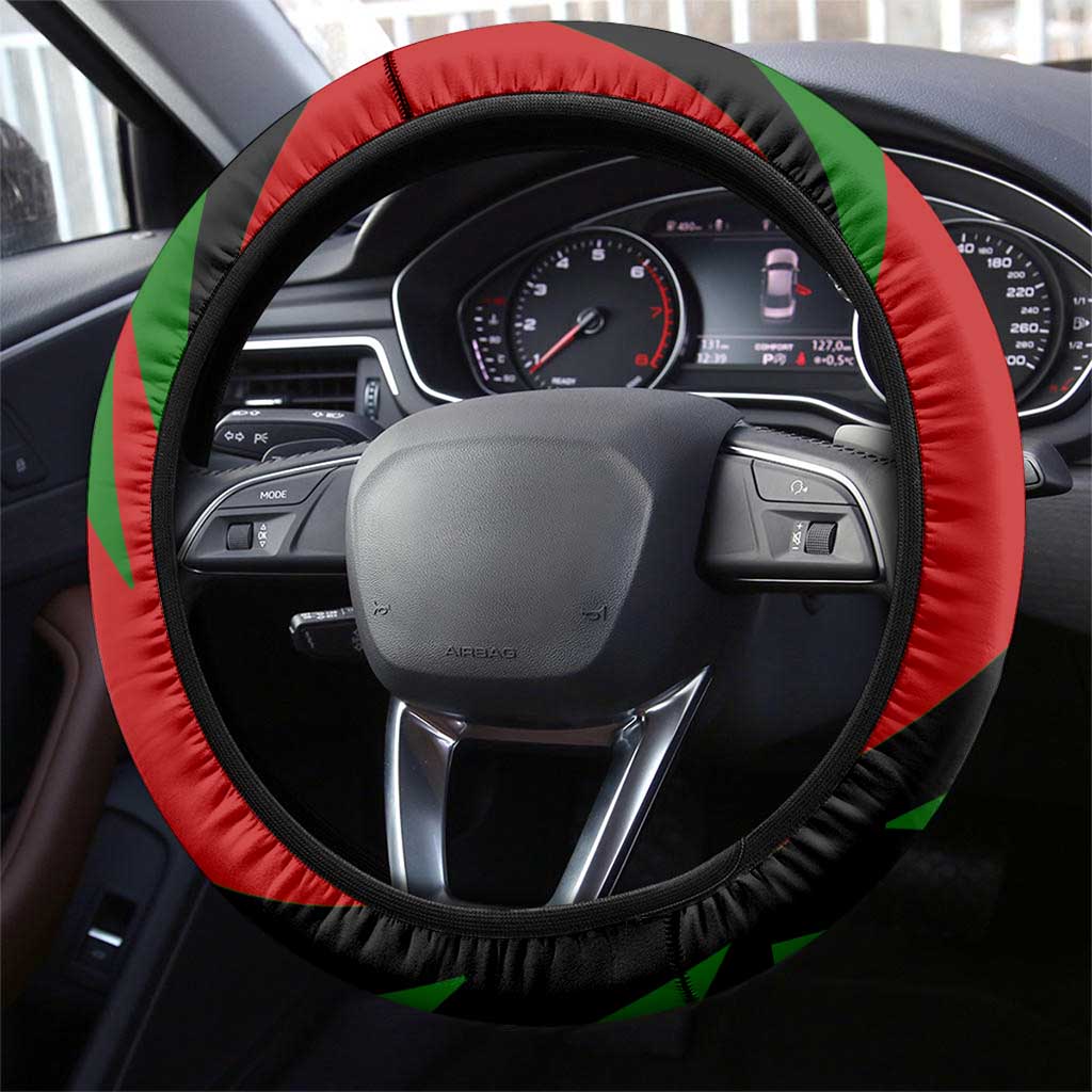 Jomo Kenyatta Steering Wheel Cover Patriotic Colors Design and Father of the Kenyan Nation Tribute - Wonder Print Shop