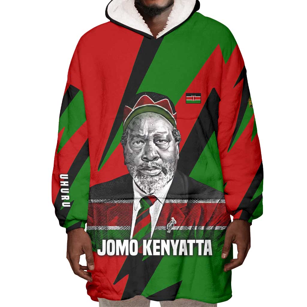 Jomo Kenyatta Wearable Blanket Hoodie Patriotic Colors Design and Father of the Kenyan Nation Tribute - Wonder Print Shop