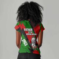 Jomo Kenyatta Women V-Neck T-Shirt Patriotic Colors Design and Father of the Kenyan Nation Tribute - Wonder Print Shop