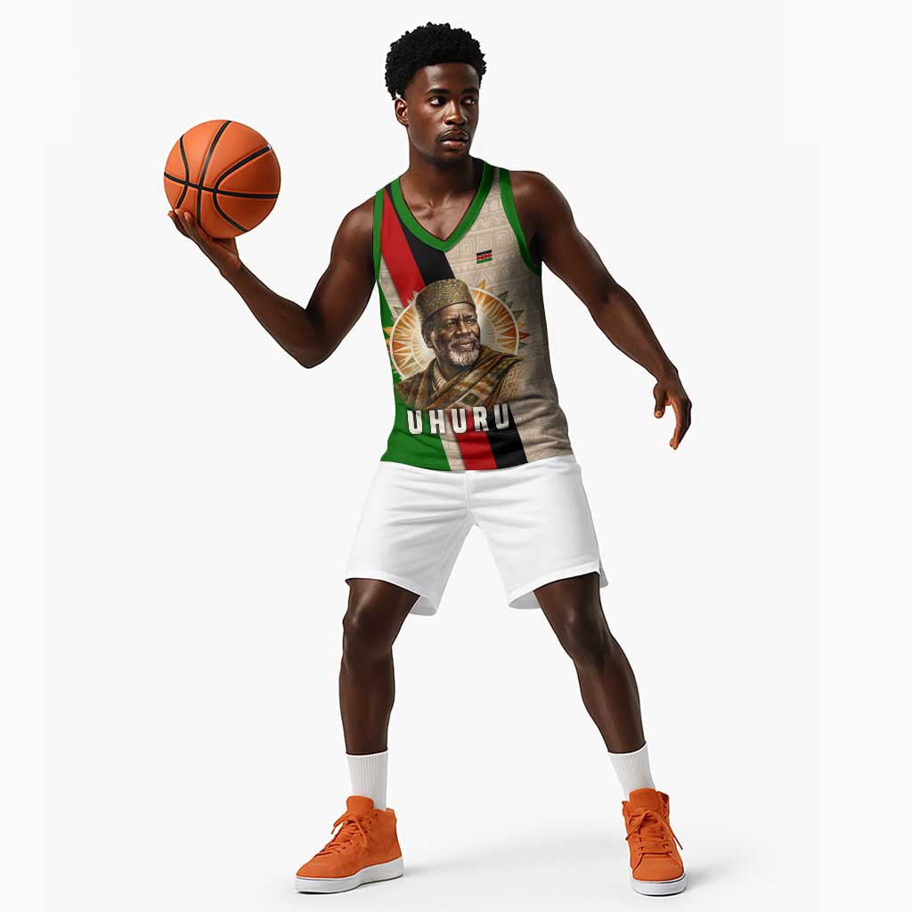Jomo Kenyatta Basketball Jersey Uhuru and Kenyan Heritage Quote Tribute - Wonder Print Shop