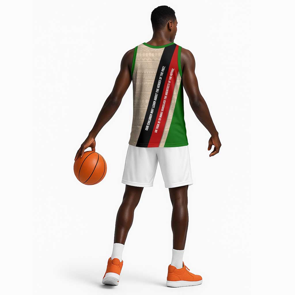 Jomo Kenyatta Basketball Jersey Uhuru and Kenyan Heritage Quote Tribute - Wonder Print Shop