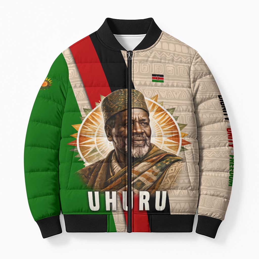 Jomo Kenyatta Bomber Puffer Jacket Uhuru and Kenyan Heritage Quote Tribute - Wonder Print Shop