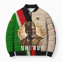 Jomo Kenyatta Bomber Puffer Jacket Uhuru and Kenyan Heritage Quote Tribute - Wonder Print Shop