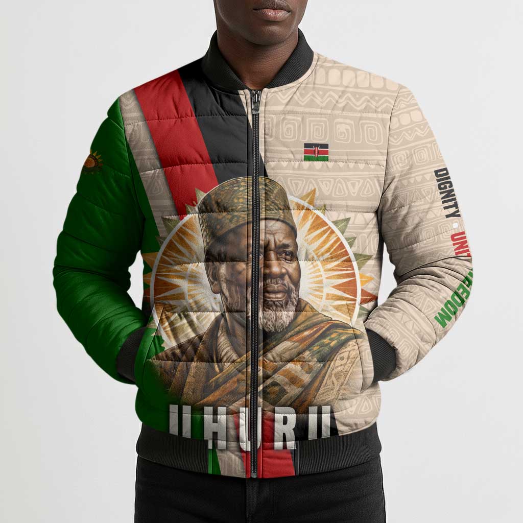 Jomo Kenyatta Bomber Puffer Jacket Uhuru and Kenyan Heritage Quote Tribute - Wonder Print Shop