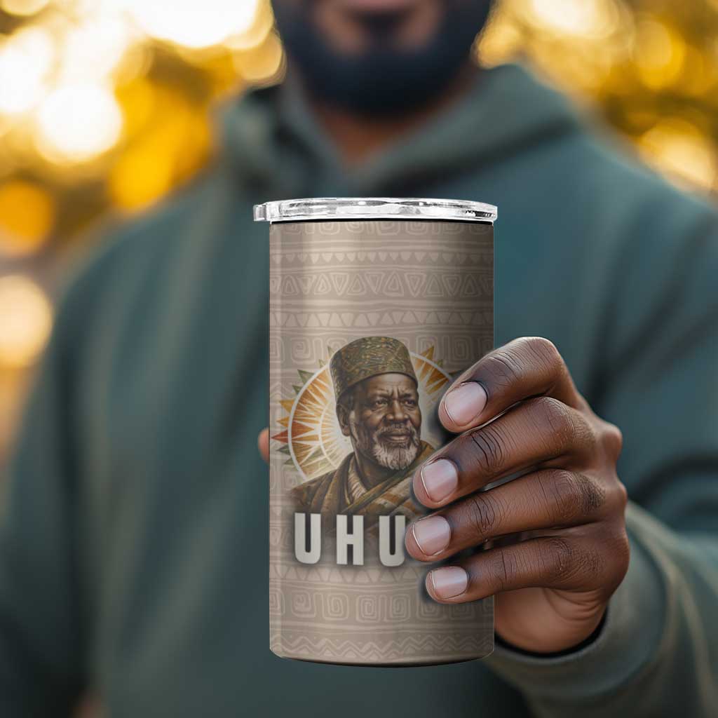 Jomo Kenyatta 4 in 1 Can Cooler Tumbler Uhuru and Kenyan Heritage Quote Tribute - Wonder Print Shop