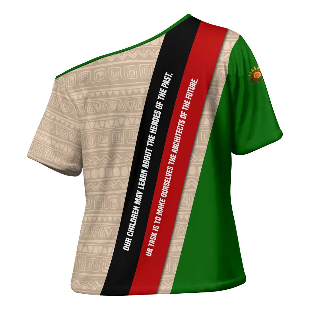 Jomo Kenyatta Cross Shoulder Shirt Uhuru and Kenyan Heritage Quote Tribute - Wonder Print Shop