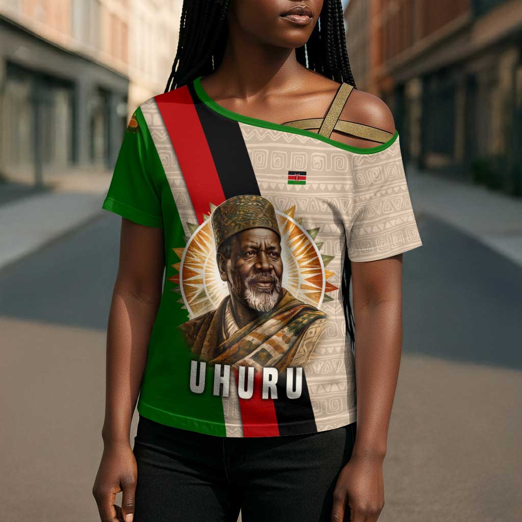 Jomo Kenyatta Cross Shoulder Shirt Uhuru and Kenyan Heritage Quote Tribute - Wonder Print Shop