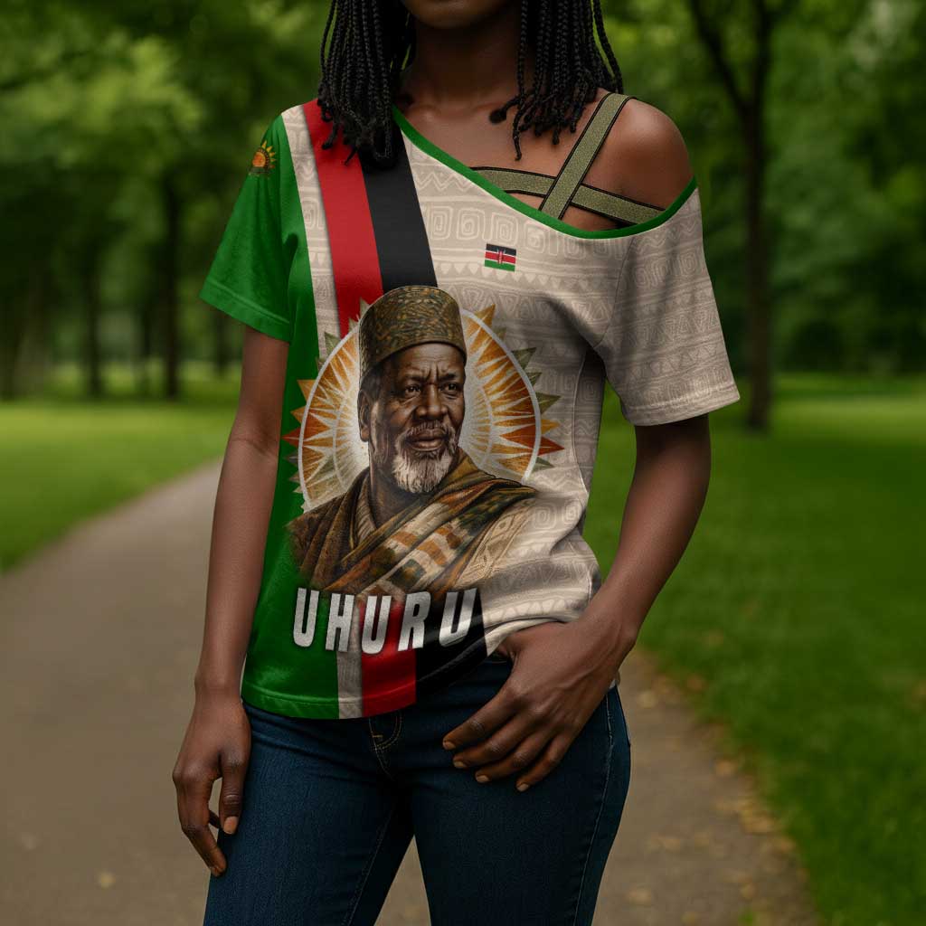 Jomo Kenyatta Cross Shoulder Shirt Uhuru and Kenyan Heritage Quote Tribute - Wonder Print Shop