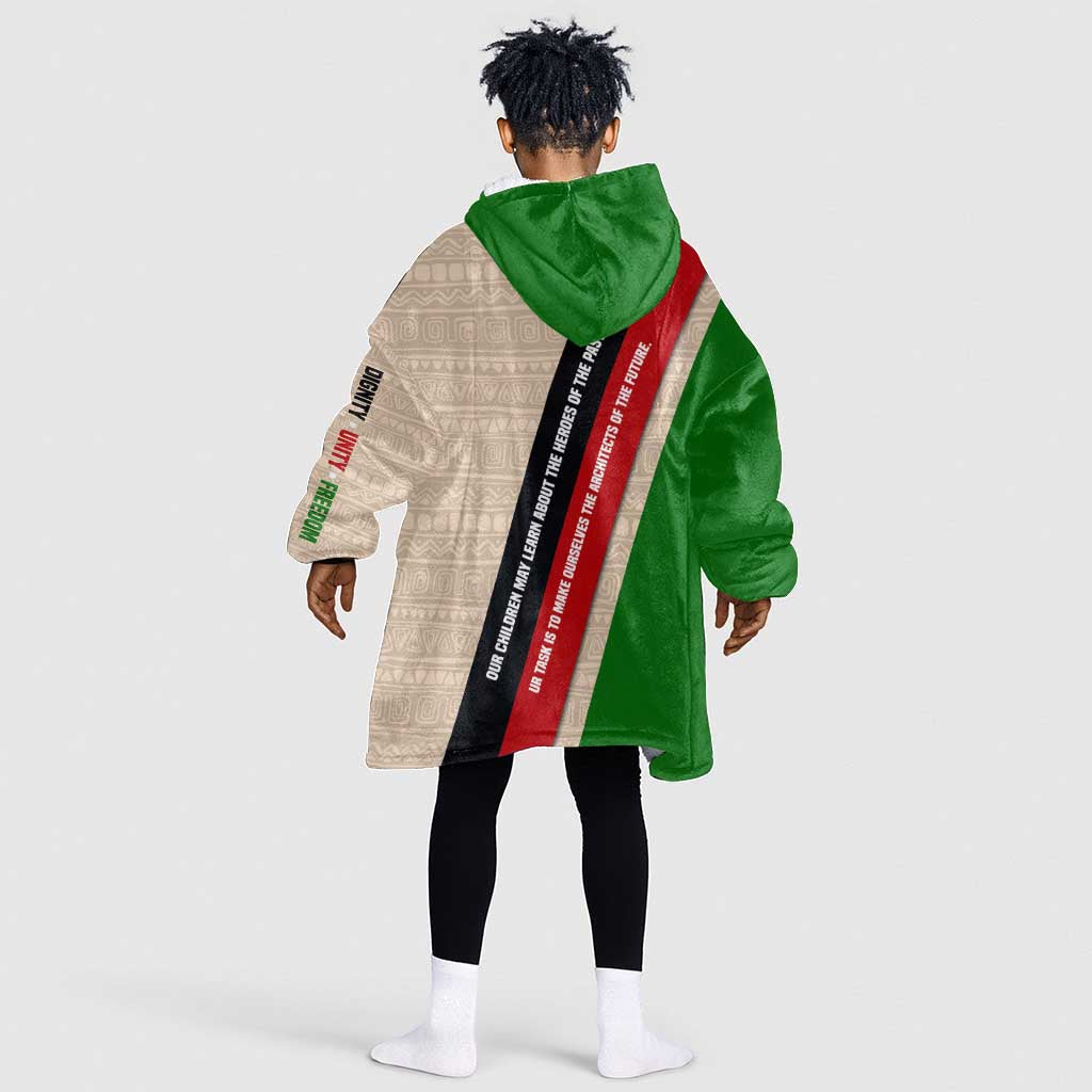 Jomo Kenyatta Kid Wearable Blanket Hoodie Uhuru and Kenyan Heritage Quote Tribute - Wonder Print Shop