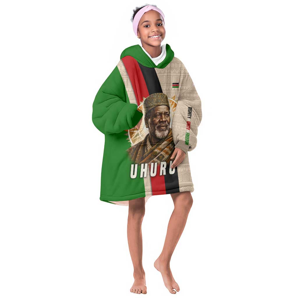 Jomo Kenyatta Kid Wearable Blanket Hoodie Uhuru and Kenyan Heritage Quote Tribute - Wonder Print Shop