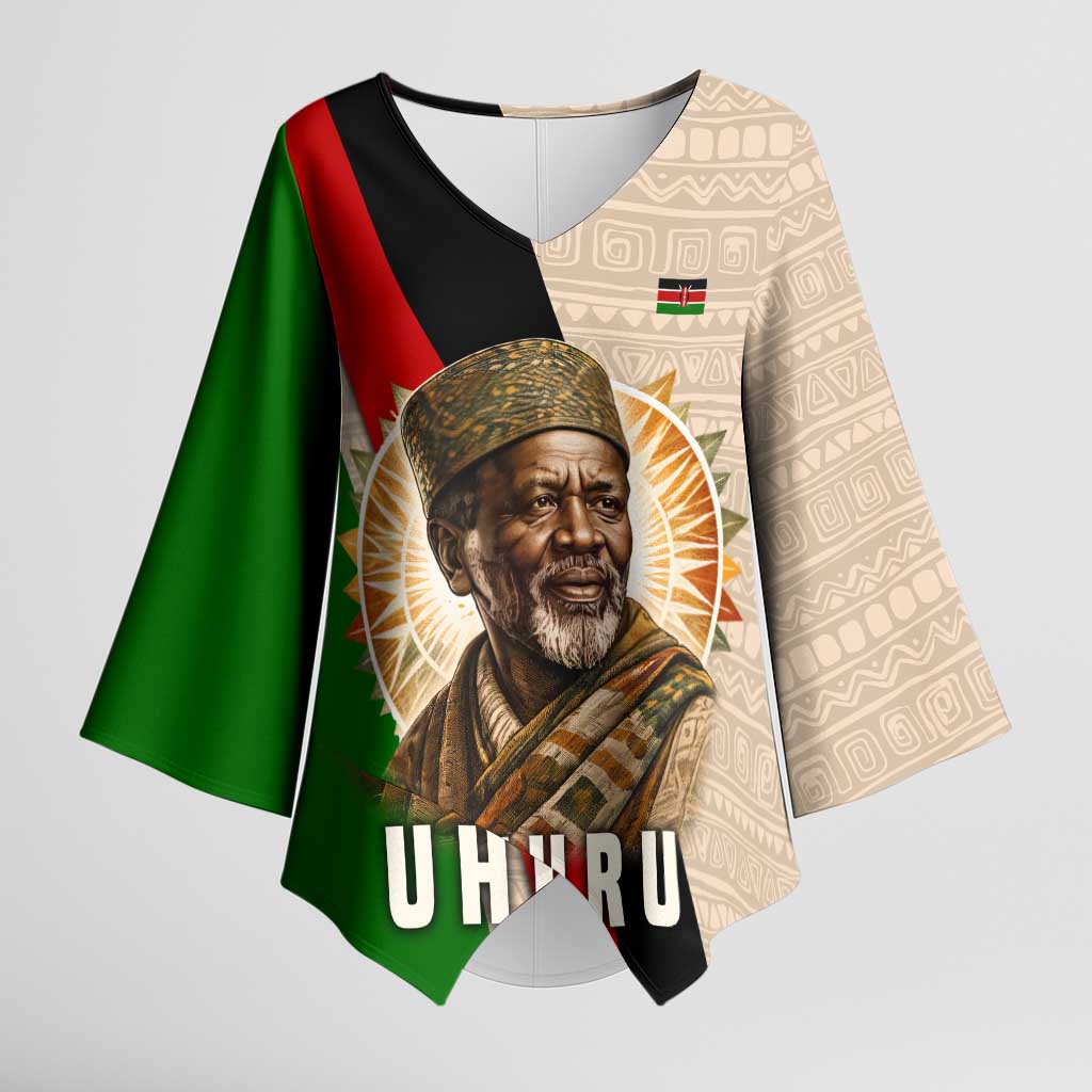 Jomo Kenyatta Kimono Sleeve Blouse Uhuru and Kenyan Heritage Quote Tribute - Wonder Print Shop