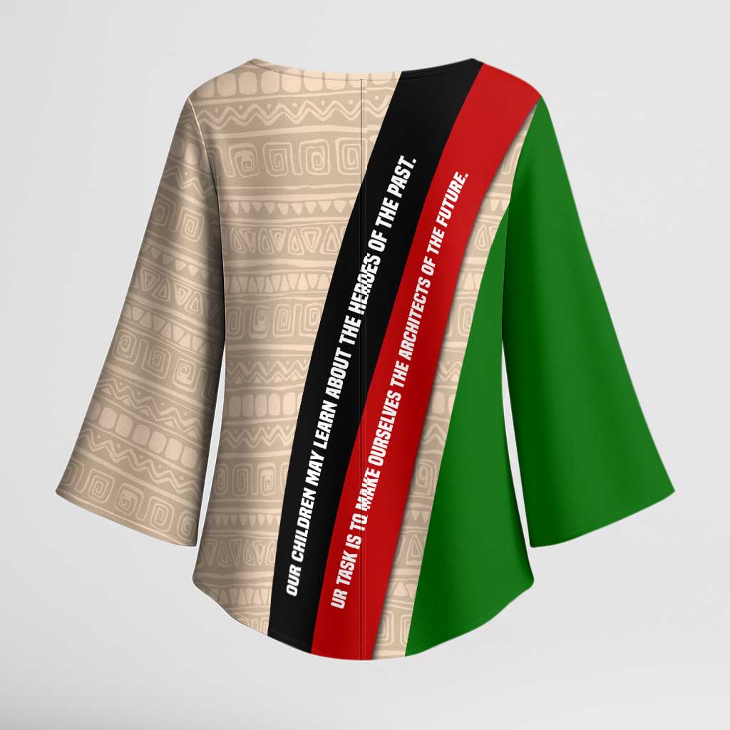 Jomo Kenyatta Kimono Sleeve Blouse Uhuru and Kenyan Heritage Quote Tribute - Wonder Print Shop