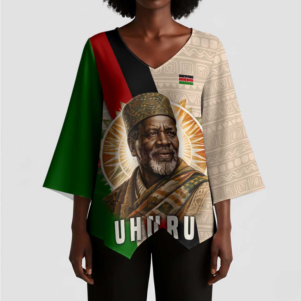 Jomo Kenyatta Kimono Sleeve Blouse Uhuru and Kenyan Heritage Quote Tribute - Wonder Print Shop