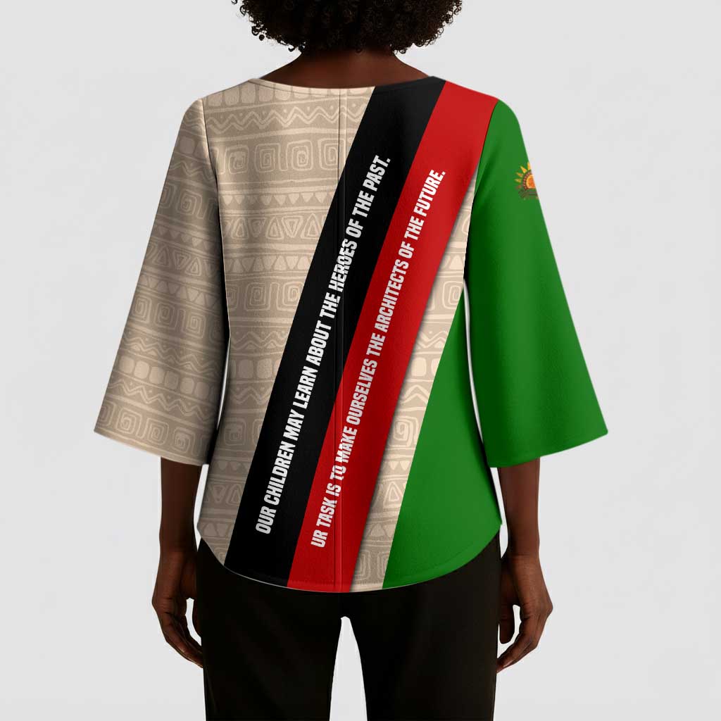 Jomo Kenyatta Kimono Sleeve Blouse Uhuru and Kenyan Heritage Quote Tribute - Wonder Print Shop