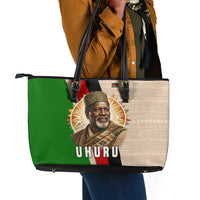 Jomo Kenyatta Leather Tote Bag Uhuru and Kenyan Heritage Quote Tribute - Wonder Print Shop