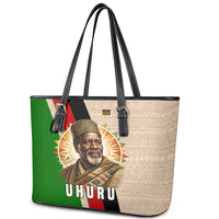Jomo Kenyatta Leather Tote Bag Uhuru and Kenyan Heritage Quote Tribute - Wonder Print Shop