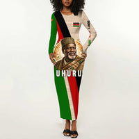 Jomo Kenyatta Long Sleeve Bodycon Dress Uhuru and Kenyan Heritage Quote Tribute - Wonder Print Shop