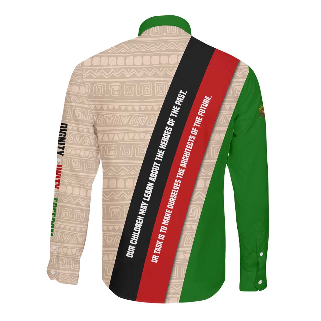 Jomo Kenyatta Long Sleeve Button Shirt Uhuru and Kenyan Heritage Quote Tribute - Wonder Print Shop
