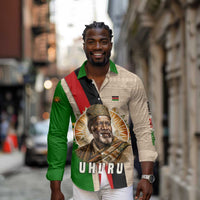 Jomo Kenyatta Long Sleeve Button Shirt Uhuru and Kenyan Heritage Quote Tribute - Wonder Print Shop