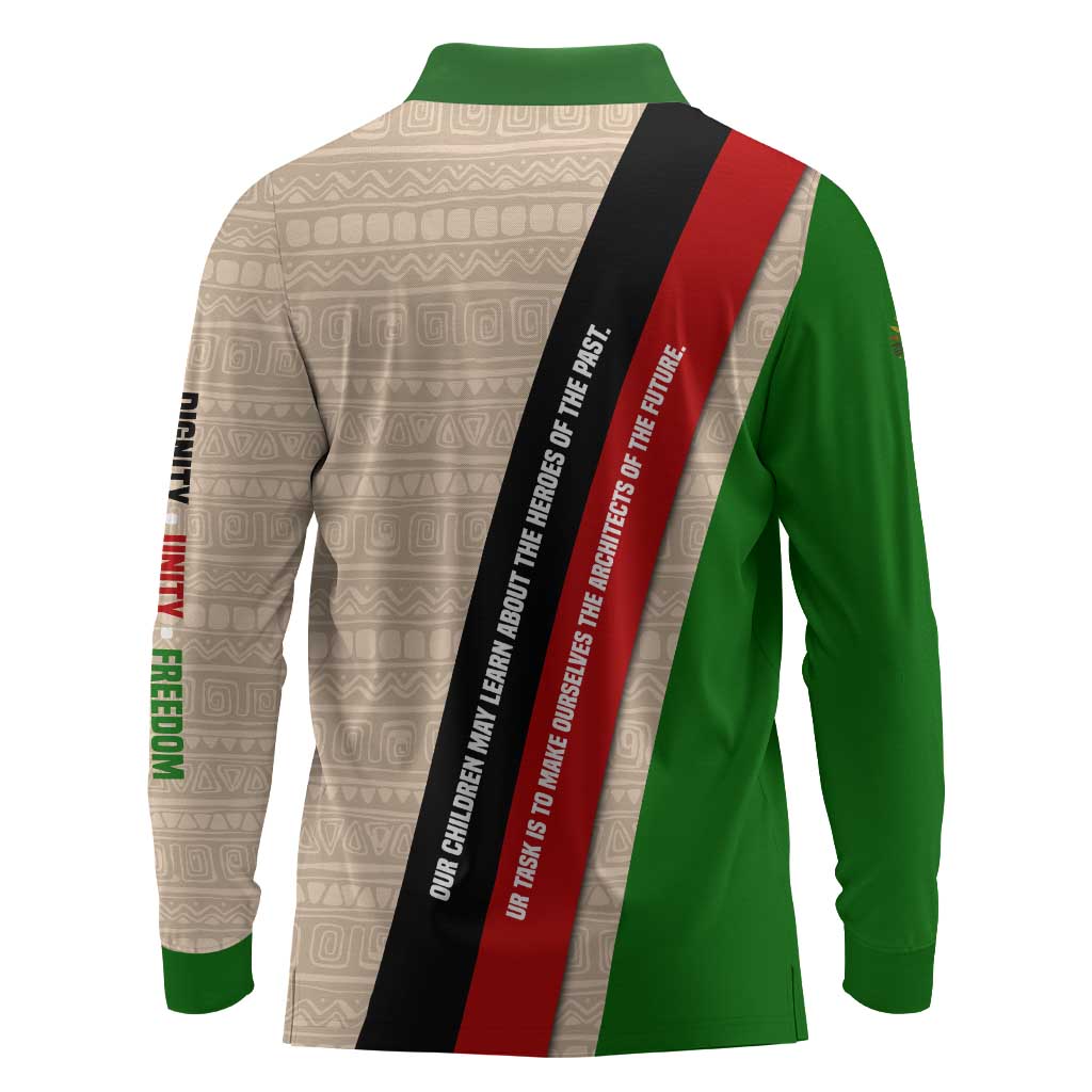 Jomo Kenyatta Long Sleeve Polo Shirt Uhuru and Kenyan Heritage Quote Tribute - Wonder Print Shop