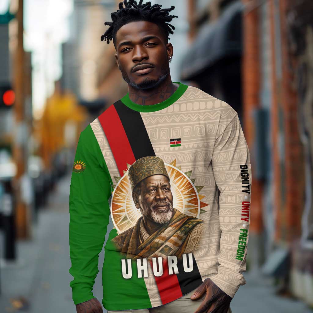 Jomo Kenyatta Long Sleeve Shirt Uhuru and Kenyan Heritage Quote Tribute - Wonder Print Shop
